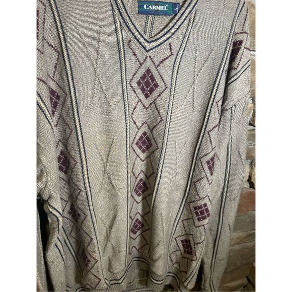 Vintage‎ Y2K camel golf sport Sweater V-Neck awesome brown ￼ - Picture 2 of 6